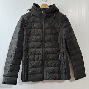 MICHAEL KORS Womens Quilted Packable Hooded Down Fill Puffer Jacket Dark Green S